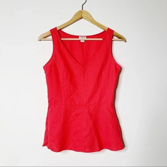 J. CREW Peplum top in stretch cotton linen - Picture 1 of 6